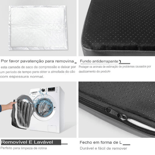 Cama Ortopédica para Cães OrthoZip Comfort com Zíper - Colchão Removível e Lavável - Amor PetShop