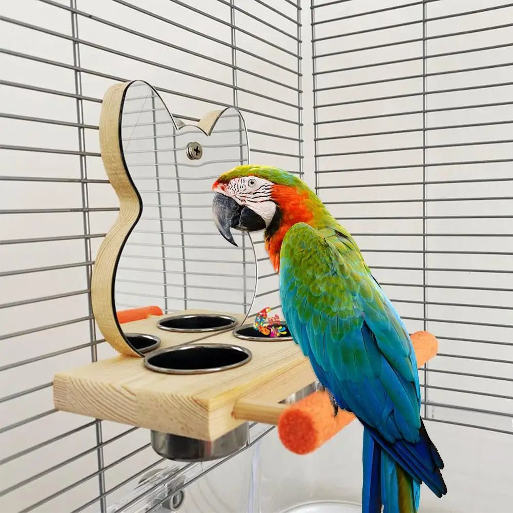 Comedouro com Espelho Interativo para Pássaros - Amor PetShop