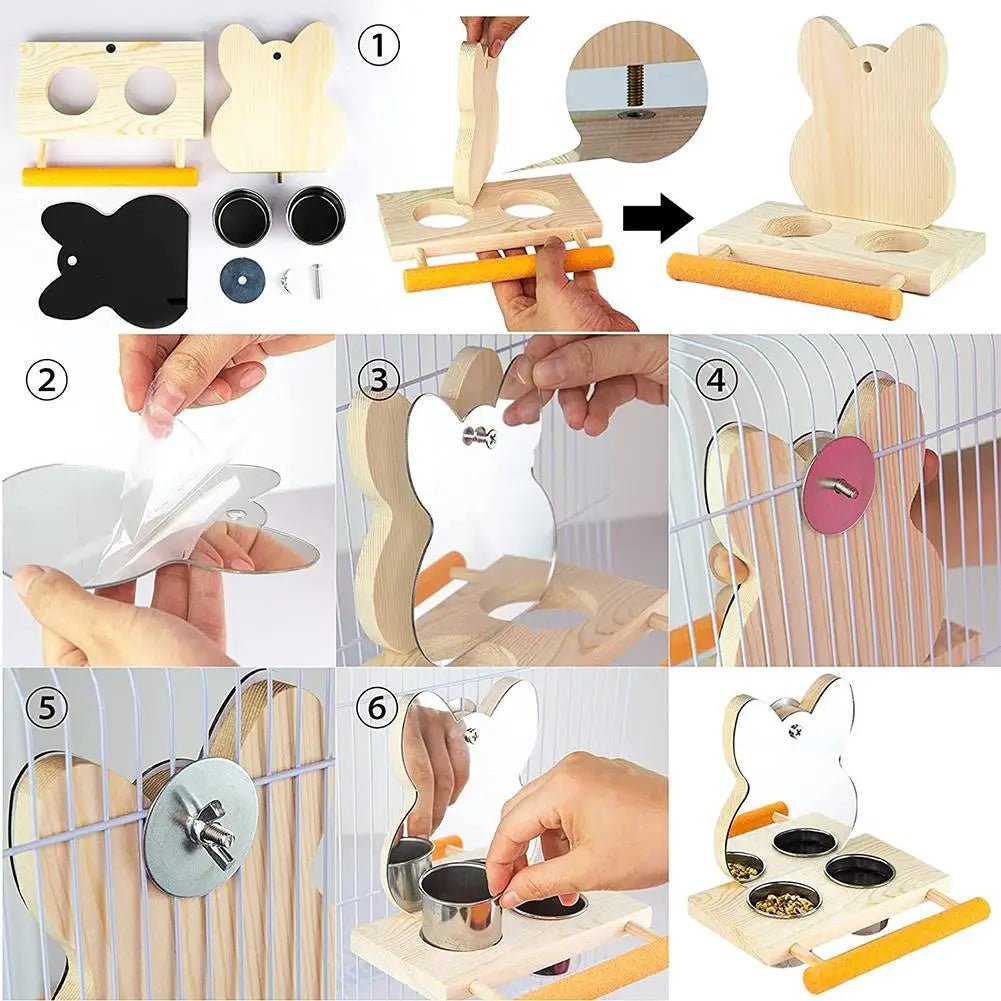 Comedouro com Espelho Interativo para Pássaros - Amor PetShop