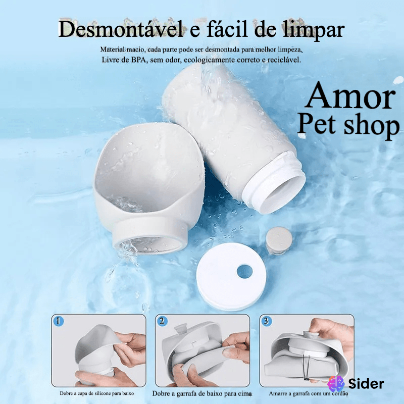 HydroPet Flex: Garrafa Dobrável Portátil 550ml para Pets - Amor PetShop