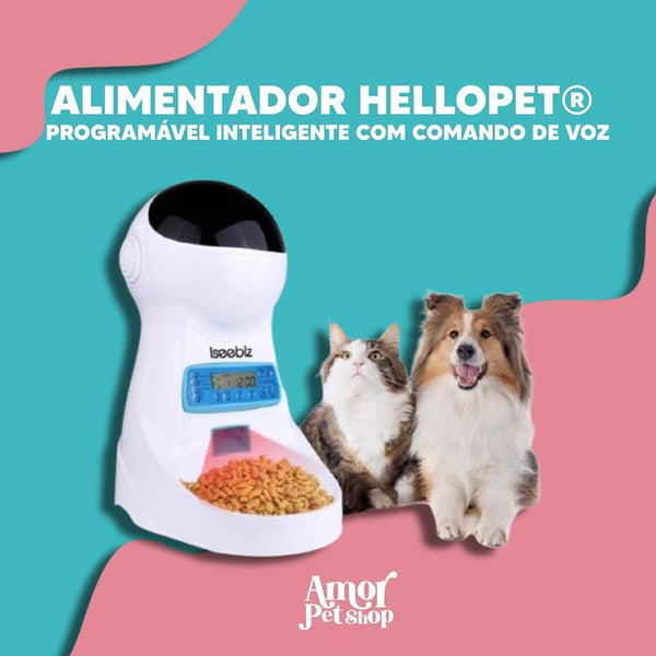 Alimentador HELLOPET® Programável Inteligente com Comando de Voz - Amor PetShop