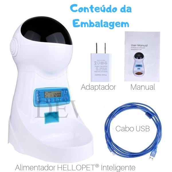 Alimentador HELLOPET® Programável Inteligente com Comando de Voz - Amor PetShop