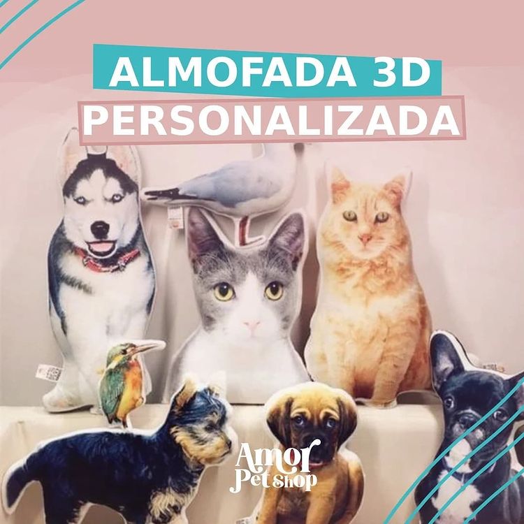Almofada 3D Personalizada Amo Meu Pet - Amor PetShop