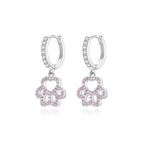 Brinco Amores de Pet, em Prata 925 com Zircônia Rosa - Amor PetShop