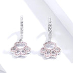 Brinco Amores de Pet, em Prata 925 com Zircônia Rosa - Amor PetShop