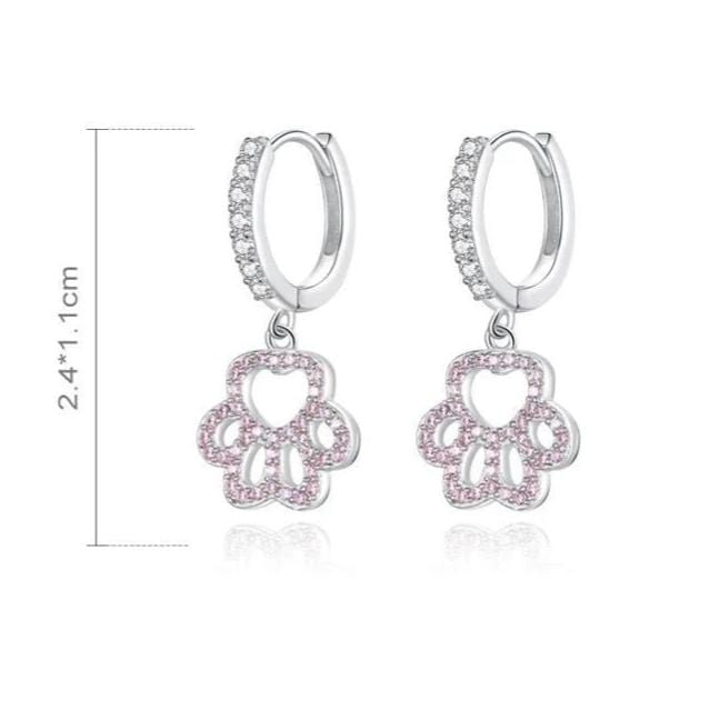 Brinco Amores de Pet, em Prata 925 com Zircônia Rosa - Amor PetShop