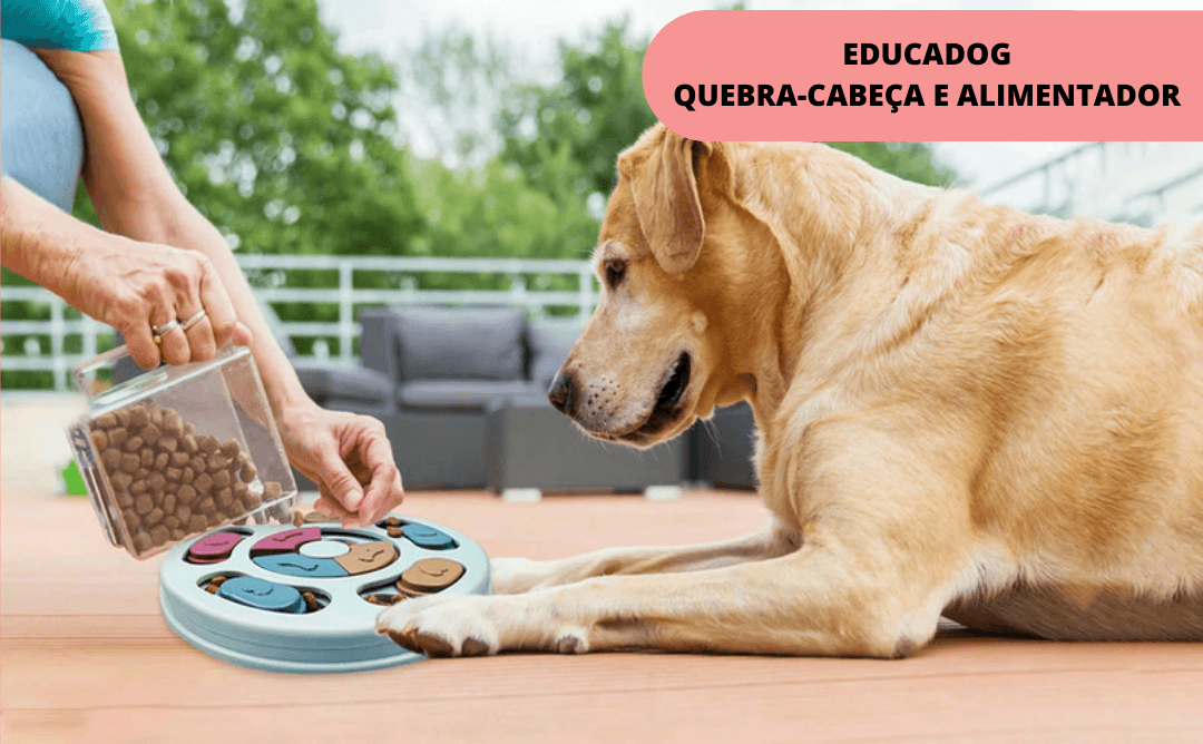 Brinquedo Educativo EDUCADOG Quebra-cabeça e Alimentador Lento - Amor PetShop