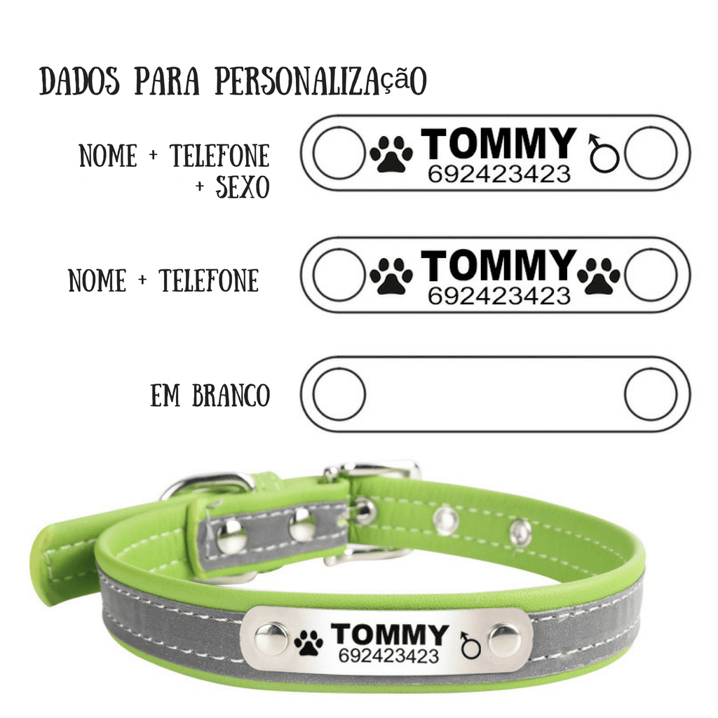 Coleira Personalizável com faixa Refletiva - Amor PetShop