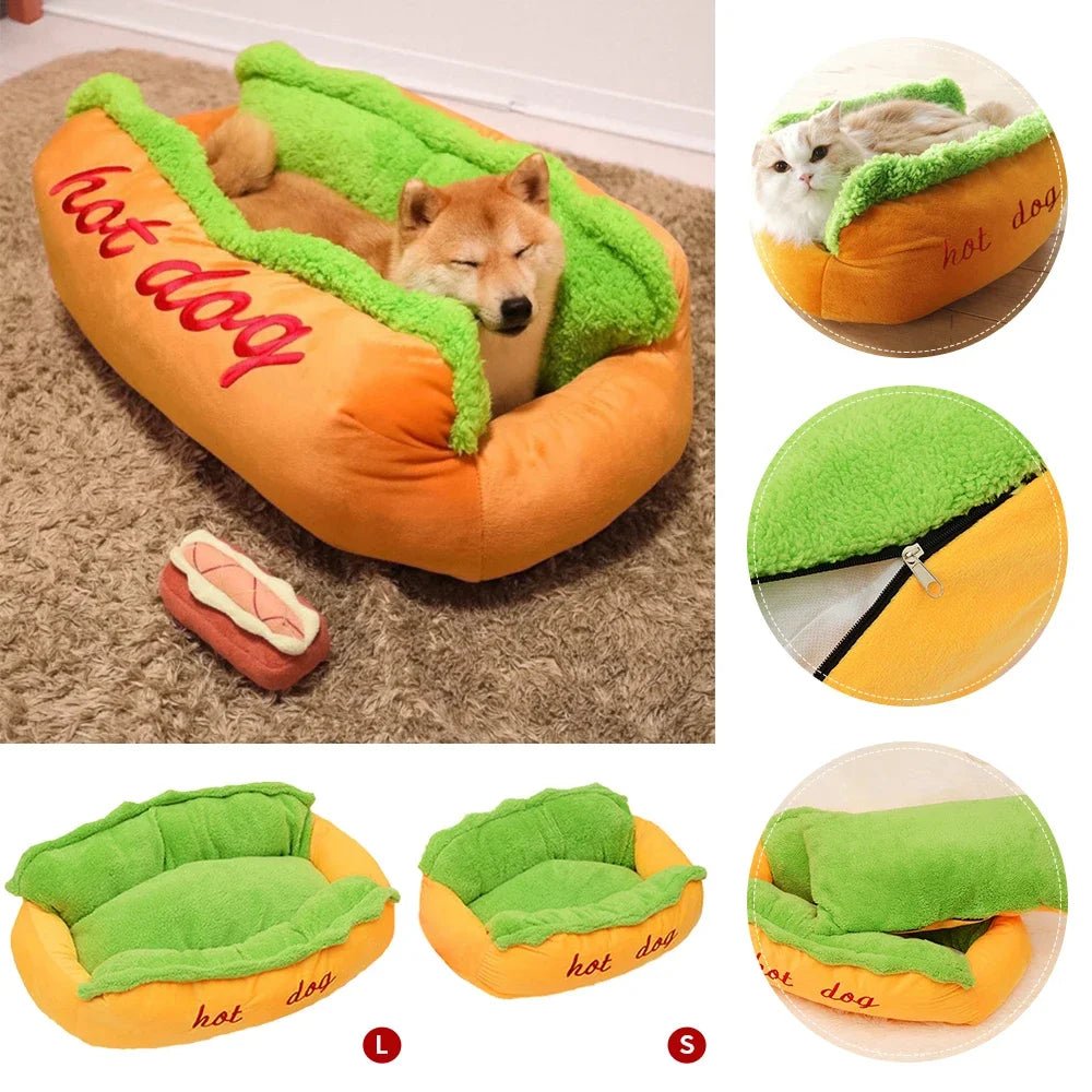 DogDelícia Conforto: Cama para Cães Estilo Hot Dog para Pets - Aconchegante e Lavável - Amor PetShop