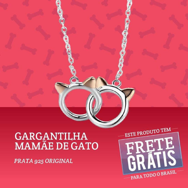 Gargantilha Mamãe de Gato, Prata 925 Original - Amor PetShop