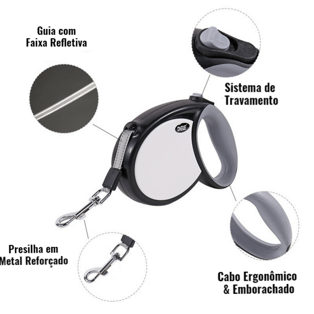 Guia Retrátil Emborrachada Premium | Easy Ride - Amor PetShop