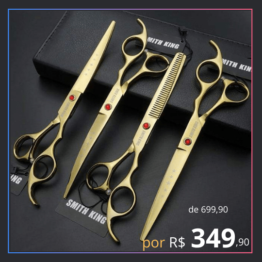 Kit de Tesouras de Tosa Profissional SK 7" - Amor PetShop