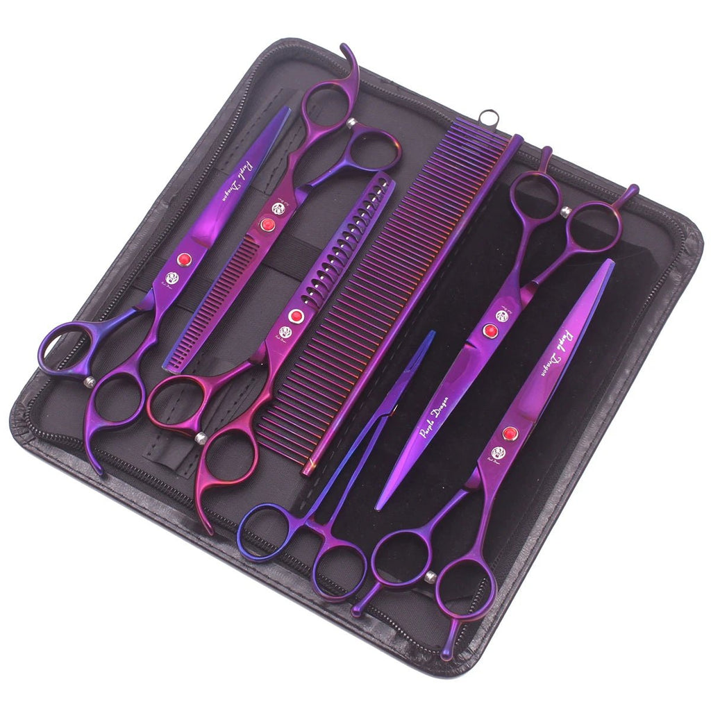 Kit de Tesouras Profissionais Purple Dragon - 7 Peças - Amor PetShop