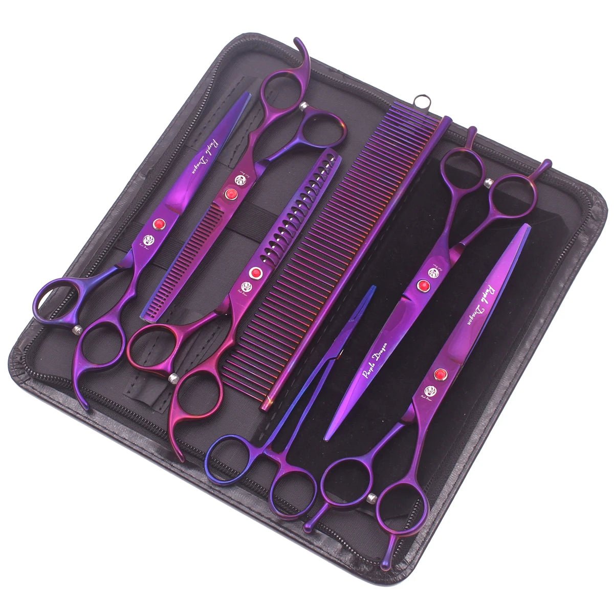 Kit de Tesouras Profissionais Purple Dragon - 7 Peças - Amor PetShop