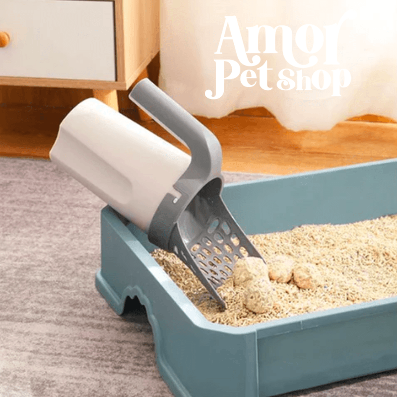 Pá de Limpeza de Caixa de Areia 2 em 1 CleanUp - com Reservatório Embutido - Amor PetShop