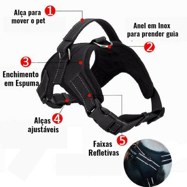 Peitoral Reforçado com Alças ajustáveis - Amor PetShop