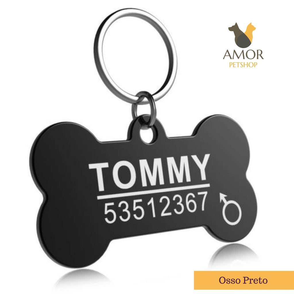 Pingente de Identificação Personalizável para Pets em Aço Inoxidável - Amor PetShop