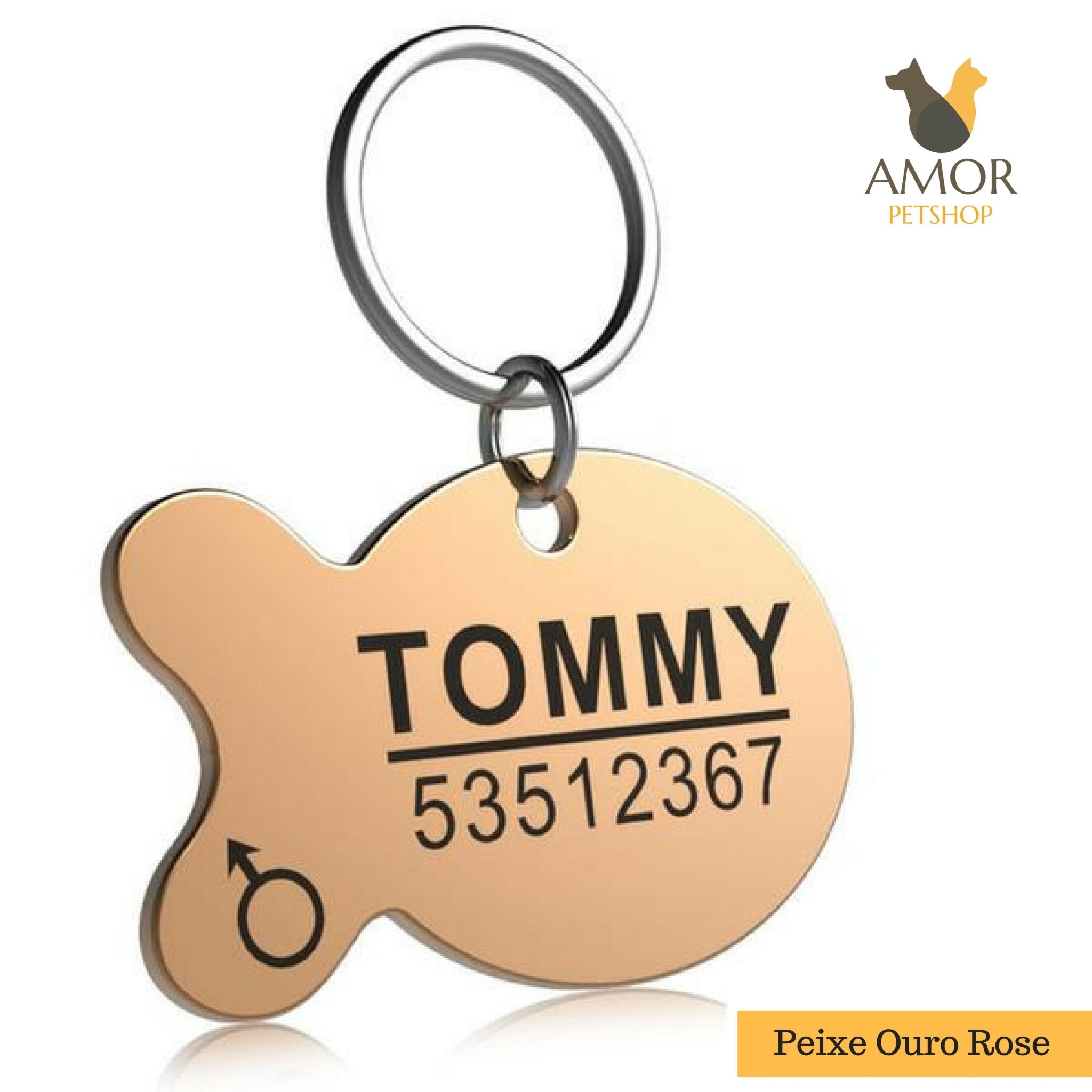 Pingente de Identificação Personalizável para Pets em Aço Inoxidável - Amor PetShop
