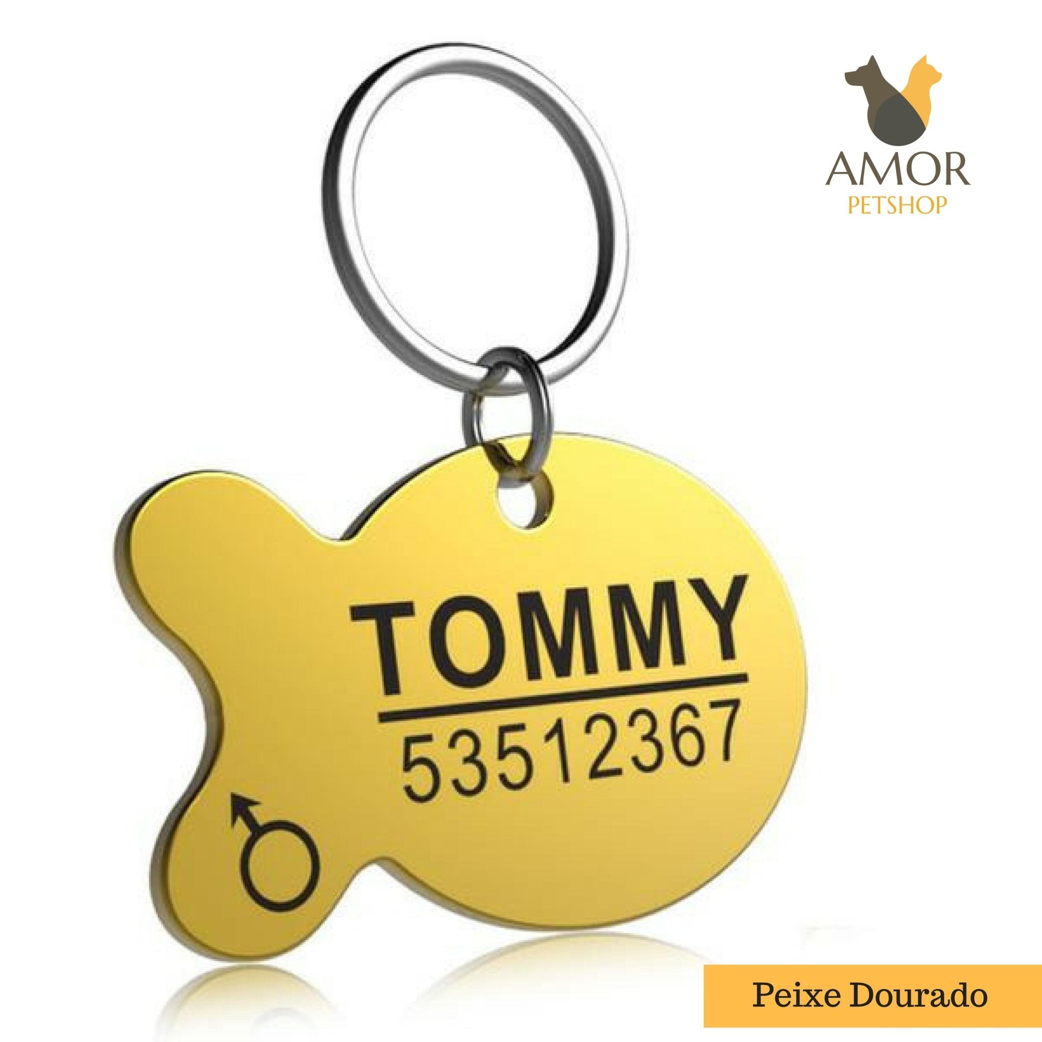 Pingente de Identificação Personalizável para Pets em Aço Inoxidável - Amor PetShop
