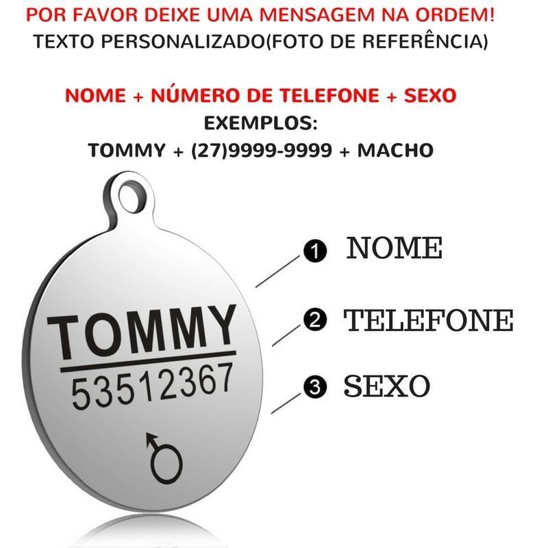 Pingente de Identificação Personalizável para Pets em Aço Inoxidável - Amor PetShop