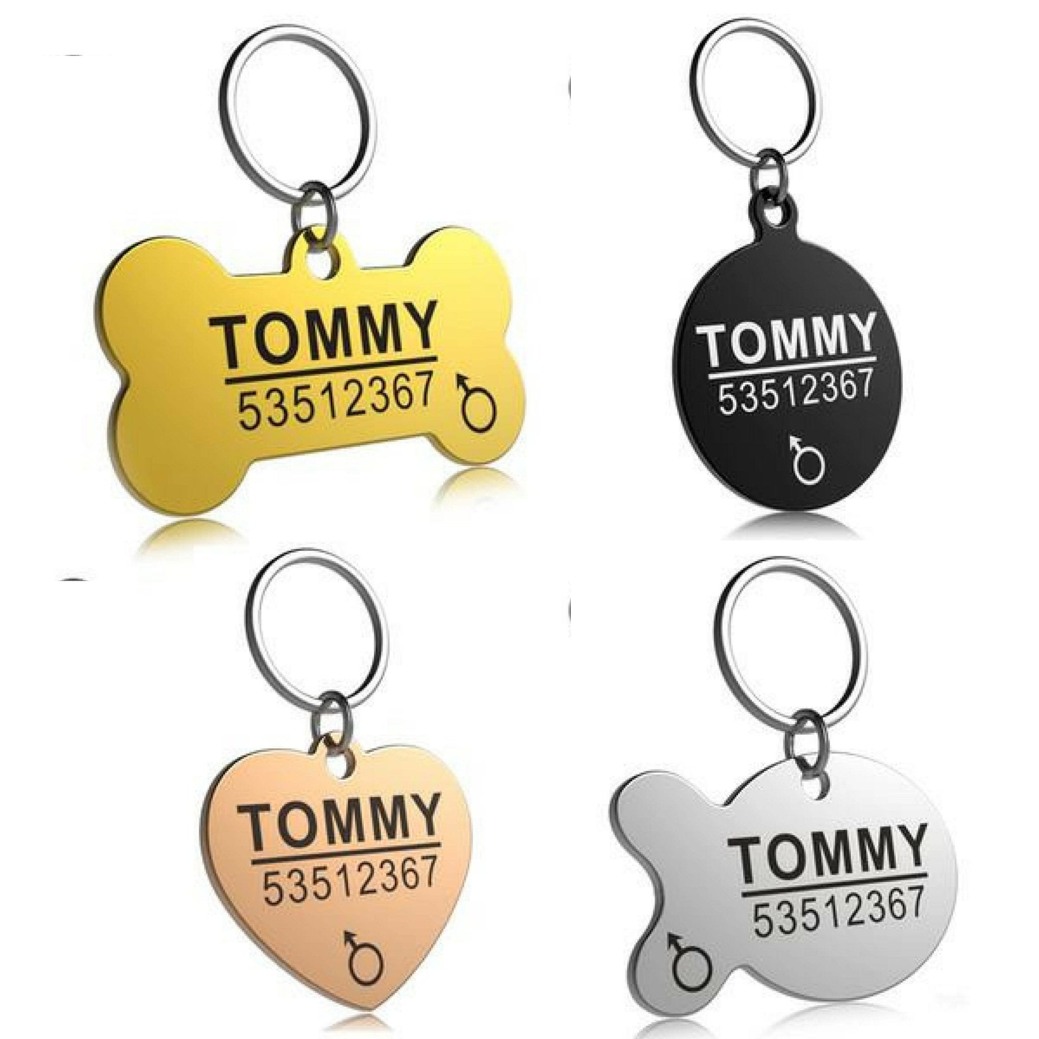 Pingente de Identificação Personalizável para Pets em Aço Inoxidável - Amor PetShop