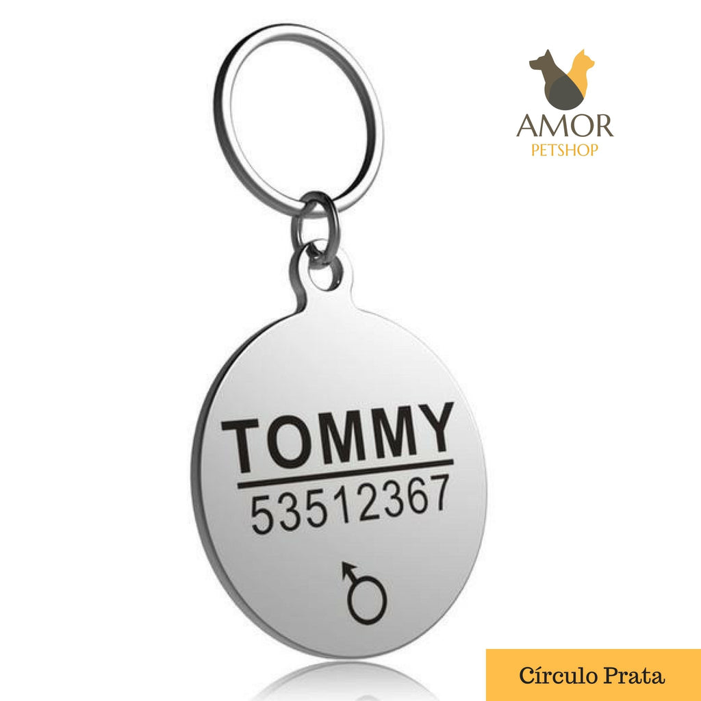 Pingente de Identificação Personalizável para Pets em Aço Inoxidável - Amor PetShop