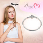 Pulseira para charms CORAÇÃO AMOR de PET, Prata 925 Original - Amor PetShop