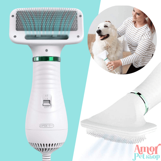 Secador Pet FLUFFY com Escova 2 em 1 (Tecnologia Alemã) - Amor PetShop