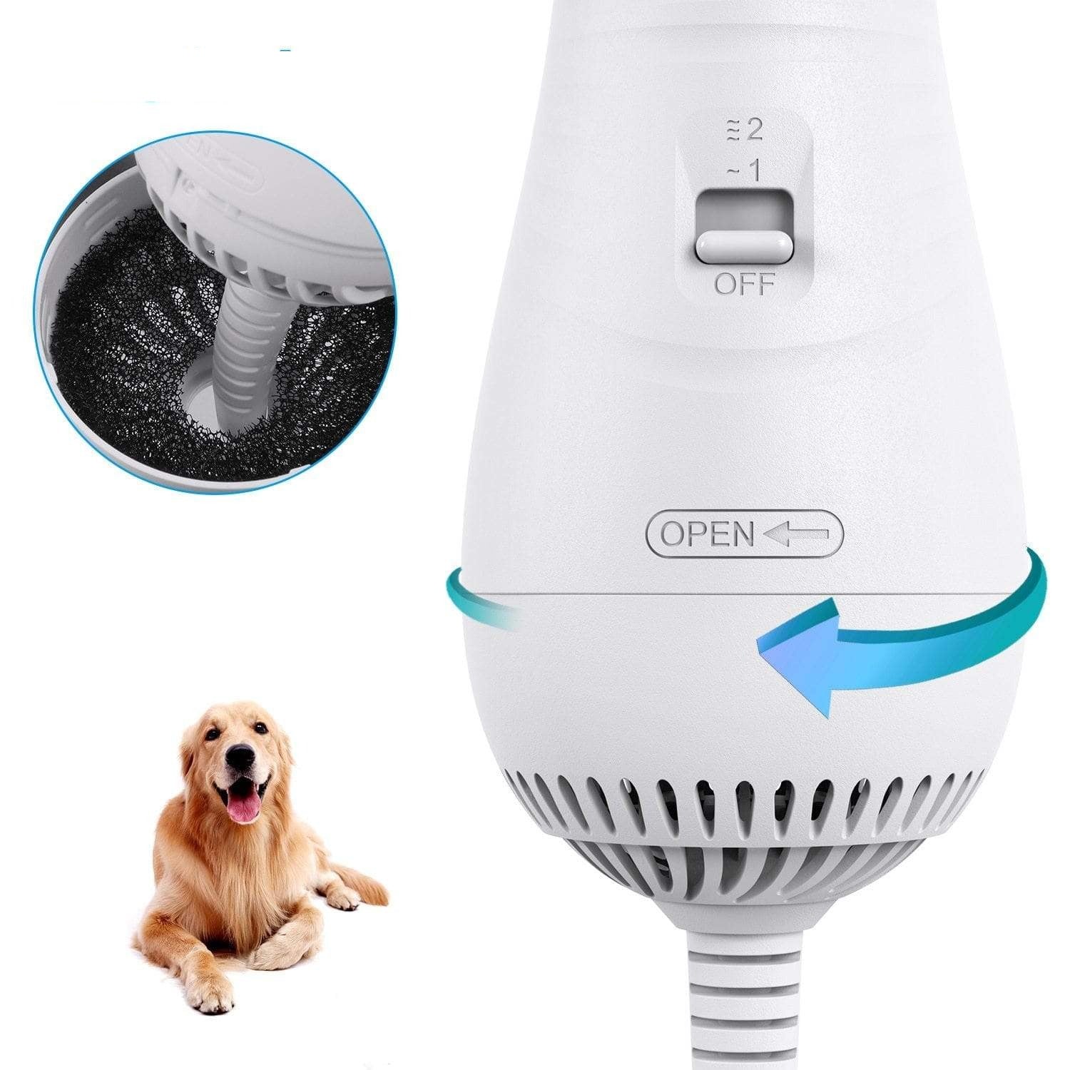 Secador Pet FLUFFY com Escova 2 em 1 (Tecnologia Alemã) - Amor PetShop