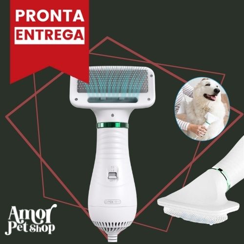 Secador Pet FLUFFY com Escova 2 em 1 (Tecnologia Alemã) - Amor PetShop